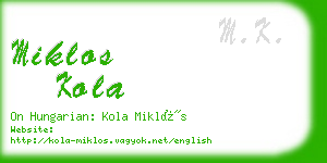 miklos kola business card